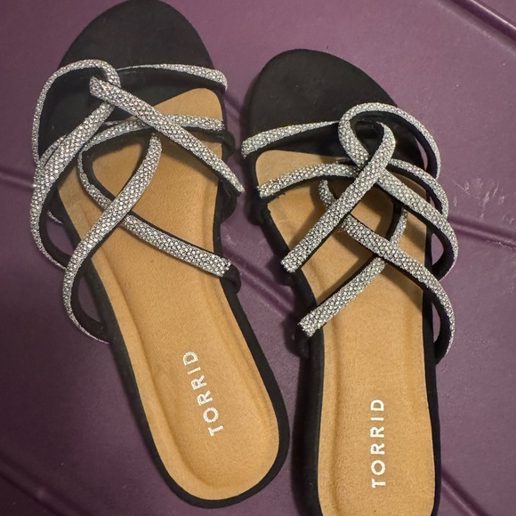 Torrid Black and Silver Crisscross Sandals - Picture 2 of 3